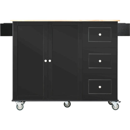 52.7 Inch Width Rolling Mobile Kitchen Island with Locking Wheels