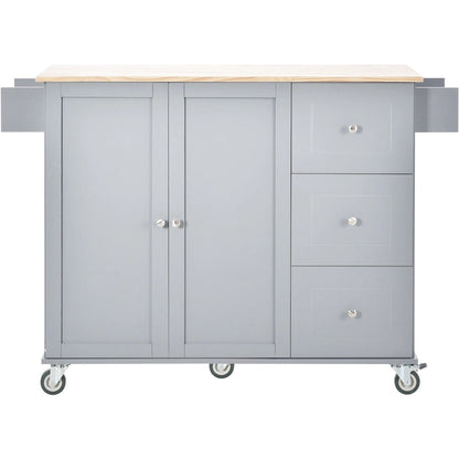 52.7 Inch Width Rolling Mobile Kitchen Island with Locking Wheels