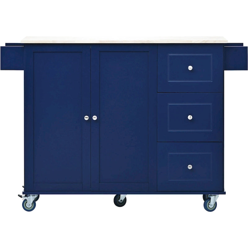 52.7 Inch Width Rolling Mobile Kitchen Island with Locking Wheels