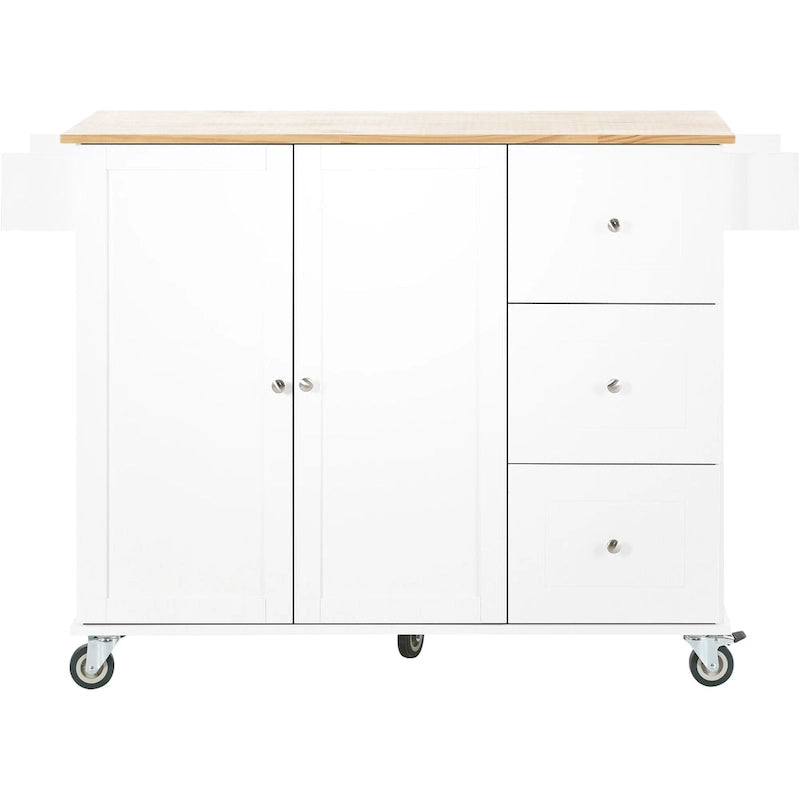 52.7 Inch Width Rolling Mobile Kitchen Island with Locking Wheels