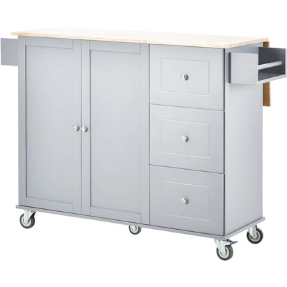 52.7 Inch Width Rolling Mobile Kitchen Island with Locking Wheels