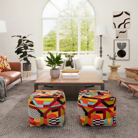 Pouf 23 Luxury Oversized Embroidery Bean Bag Cube Ottoman