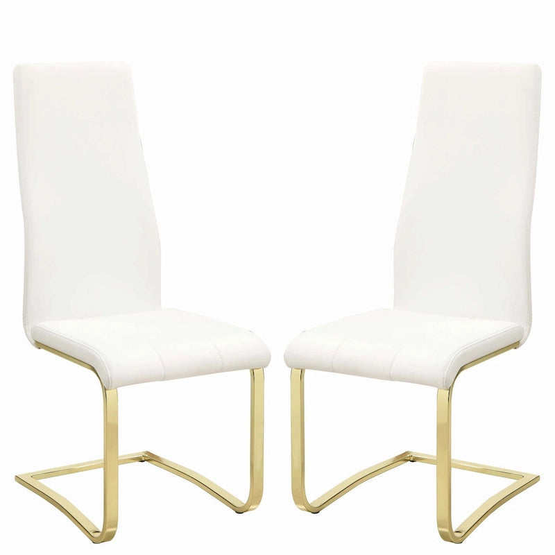 Modern 5-piece Glass Top Dining Set with Gold Metal Base