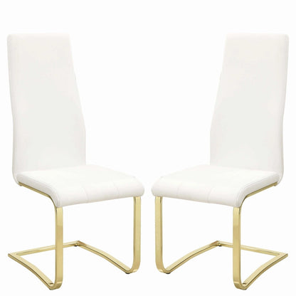 Modern 5-piece Glass Top Dining Set with Gold Metal Base