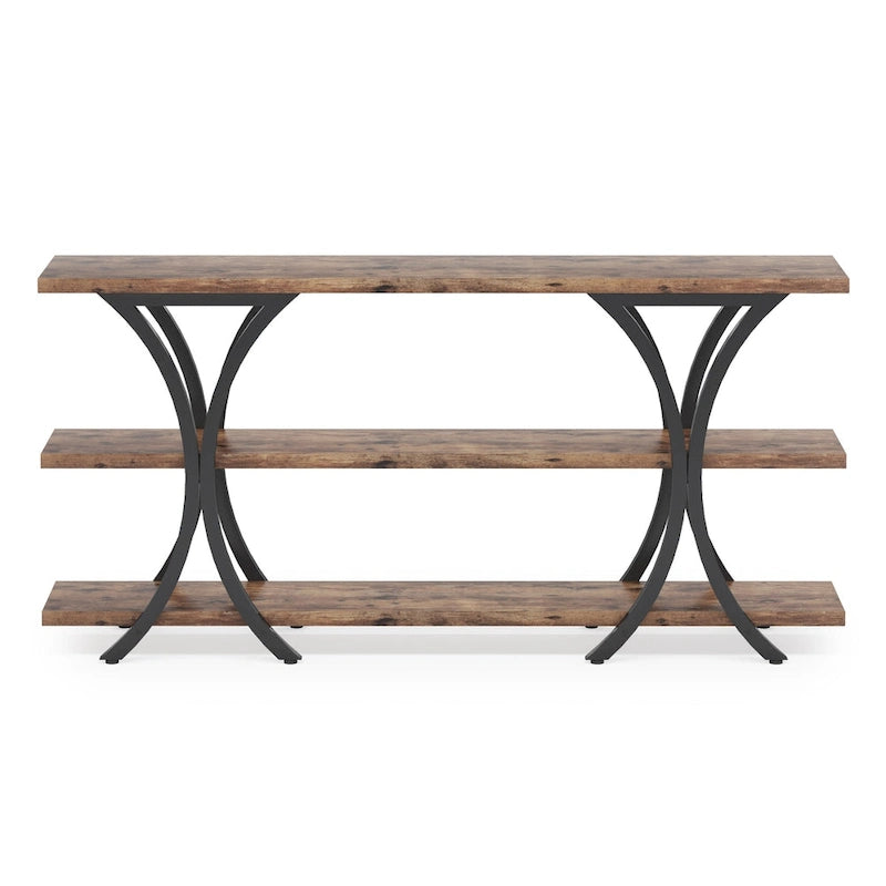 70.8 Inch Narrow Console Table with 3 Tier Shelves