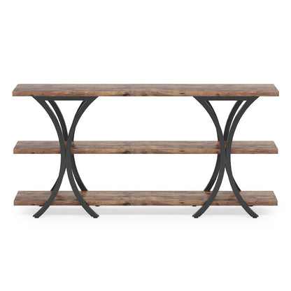 70.8 Inch Narrow Console Table with 3 Tier Shelves