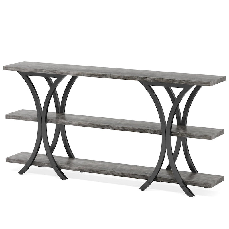 70.8 Inch Narrow Console Table with 3 Tier Shelves