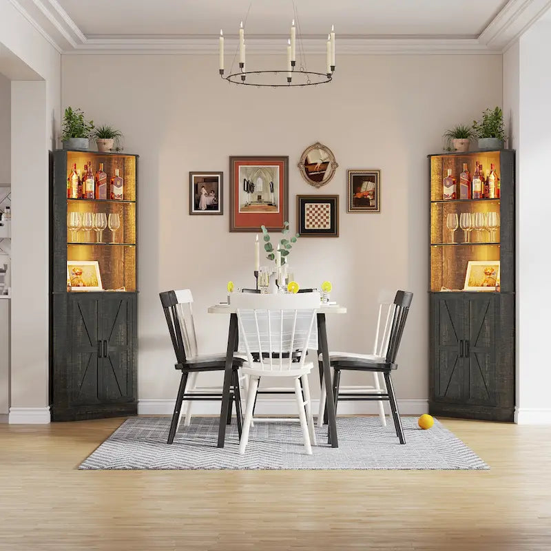 66 Tall Corner Cabinet With Led Light