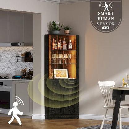 66 Tall Corner Cabinet With Led Light