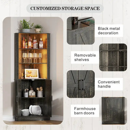 66 Tall Corner Cabinet With Led Light