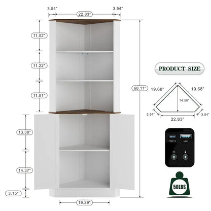 66 Tall Corner Cabinet With Led Light
