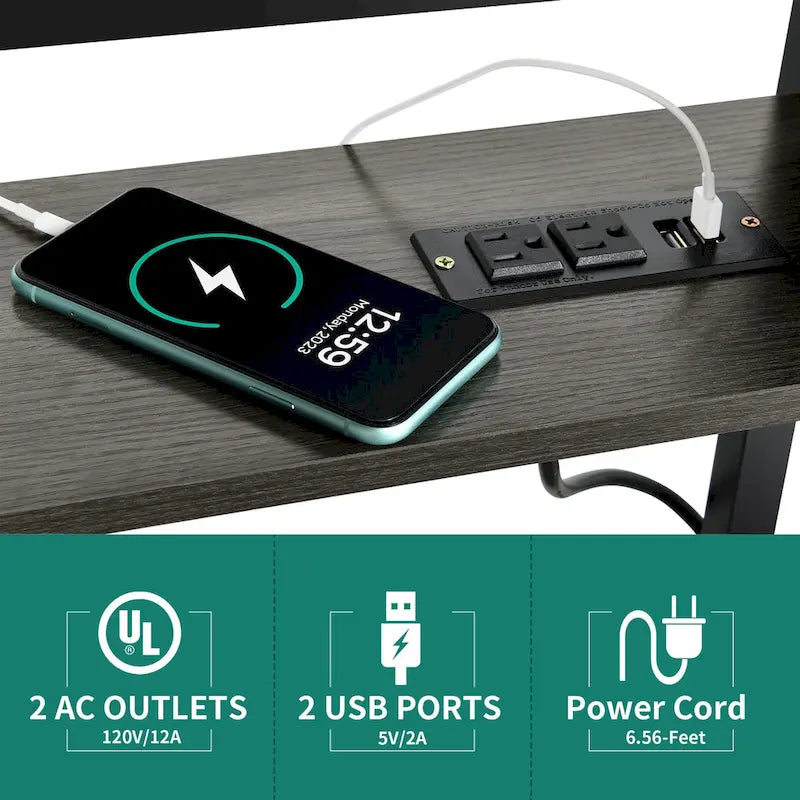 Portable Computer Desk Height Adjustable Laptop Table with Wheels Charging Station