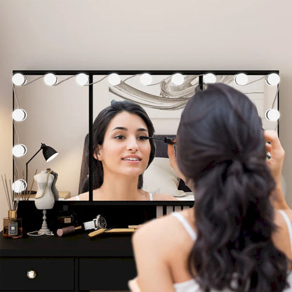 40.2W Beauty Station with 3 Mirrors Makeup Vanity for Dressing