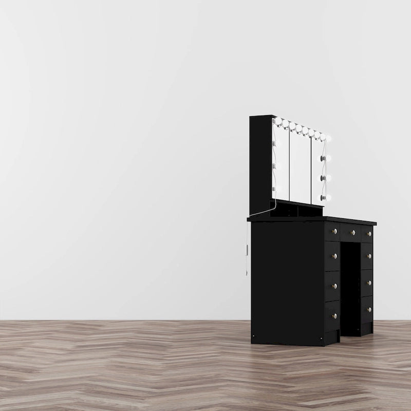 40.2W Beauty Station with 3 Mirrors Makeup Vanity for Dressing