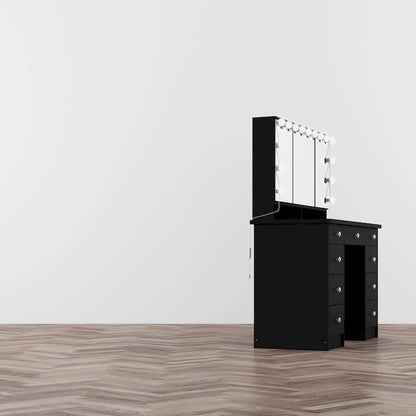 40.2W Beauty Station with 3 Mirrors Makeup Vanity for Dressing