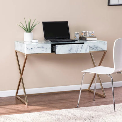 Glam White Stone Writing Desk