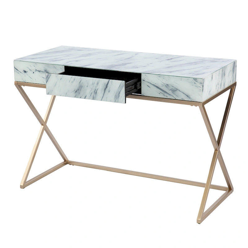Glam White Stone Writing Desk