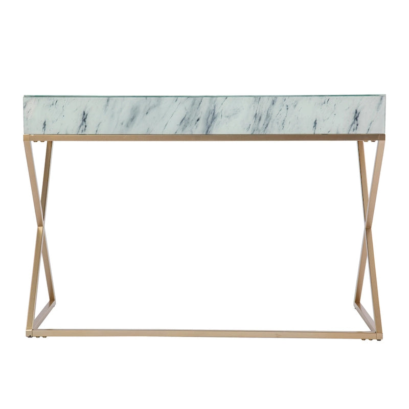 Glam White Stone Writing Desk