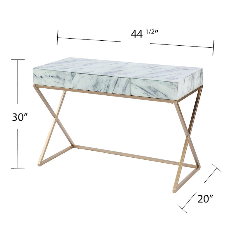 Glam White Stone Writing Desk