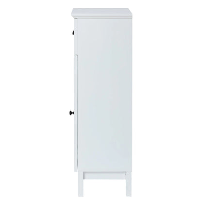 White MDF Wood Slim Bathroom Storage Cabinet and End Table - 37 H x 15.7 W x 11.8 D