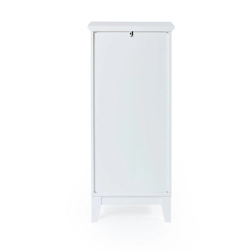 White MDF Wood Slim Bathroom Storage Cabinet and End Table - 37 H x 15.7 W x 11.8 D