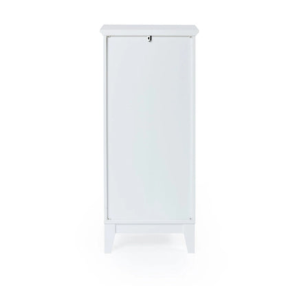 White MDF Wood Slim Bathroom Storage Cabinet and End Table - 37 H x 15.7 W x 11.8 D