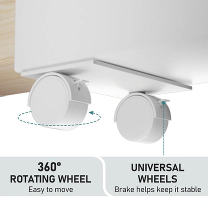 Freestanding Wooden Storage Cabinet with Storage Basket for Narrow Bathroom