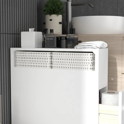 Freestanding Wooden Storage Cabinet with Storage Basket for Narrow Bathroom