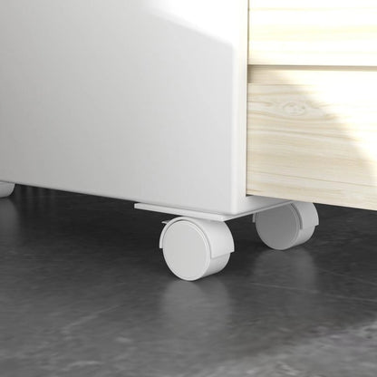 Freestanding Wooden Storage Cabinet with Storage Basket for Narrow Bathroom