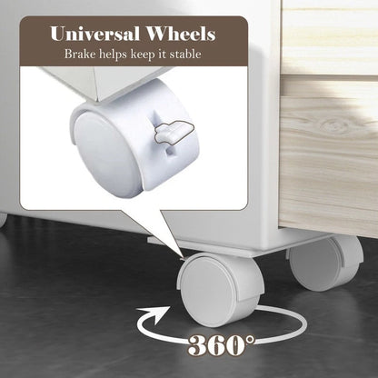 Freestanding Wooden Storage Cabinet with Storage Basket for Narrow Bathroom