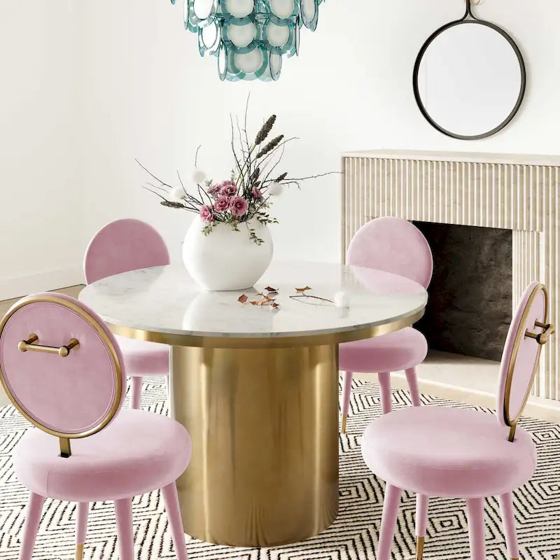 Oval-back Armless Velvet Dining Chair