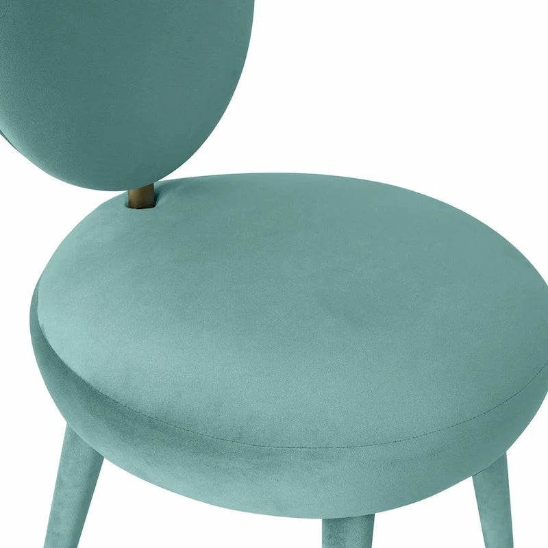 Oval-back Armless Velvet Dining Chair