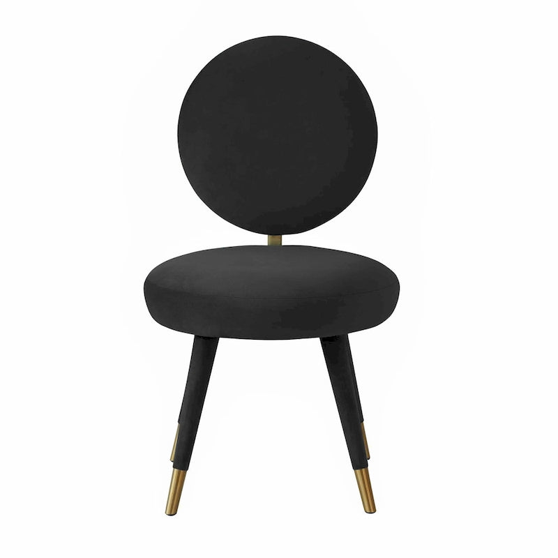 Oval-back Armless Velvet Dining Chair