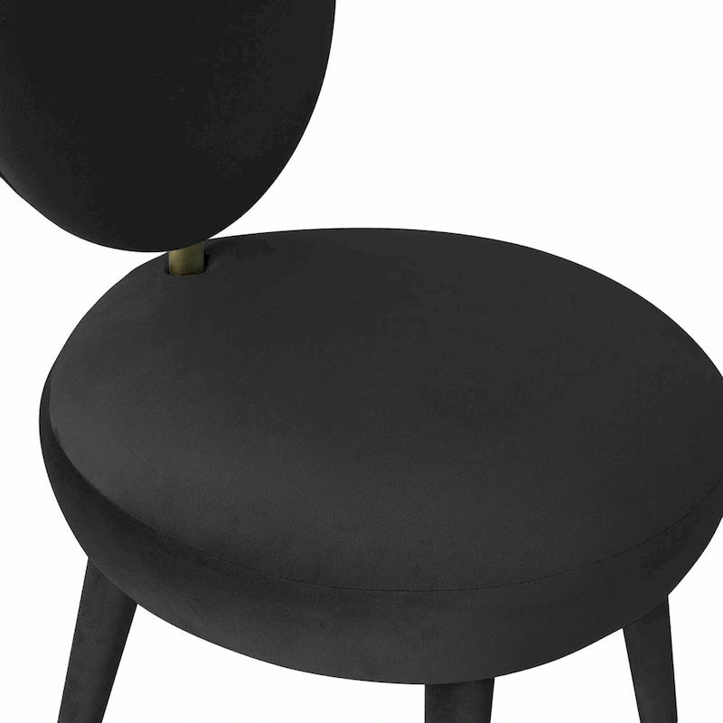 Oval-back Armless Velvet Dining Chair