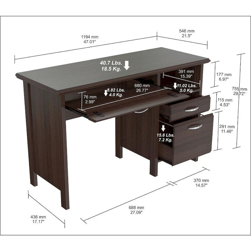 Espresso Computer Desk
