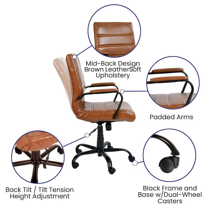 Mid-back LeatherSoft Executive Swivel Office Chair