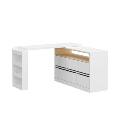 Storage Desk Movable Tabletop with Shelves and Display Area Dresser