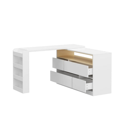 Storage Desk Movable Tabletop with Shelves and Display Area Dresser