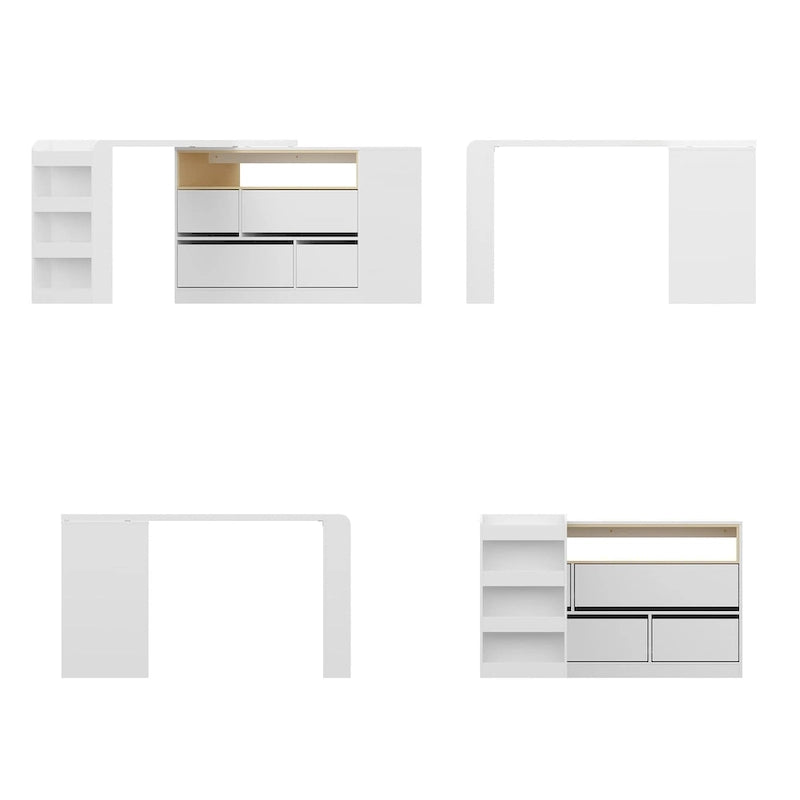 Storage Desk Movable Tabletop with Shelves and Display Area Dresser