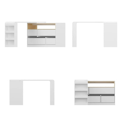 Storage Desk Movable Tabletop with Shelves and Display Area Dresser