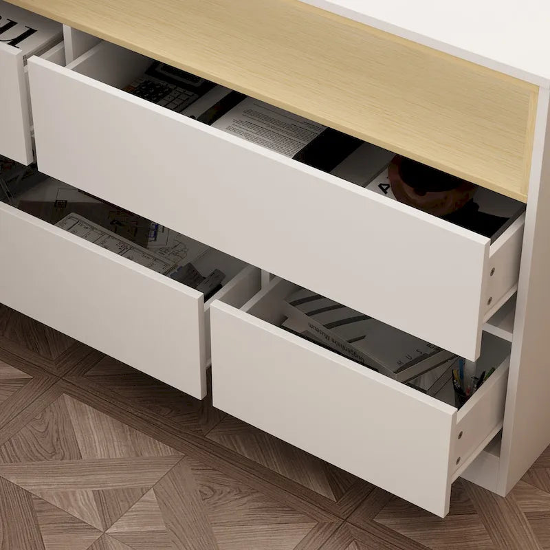 Storage Desk Movable Tabletop with Shelves and Display Area Dresser