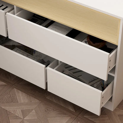 Storage Desk Movable Tabletop with Shelves and Display Area Dresser