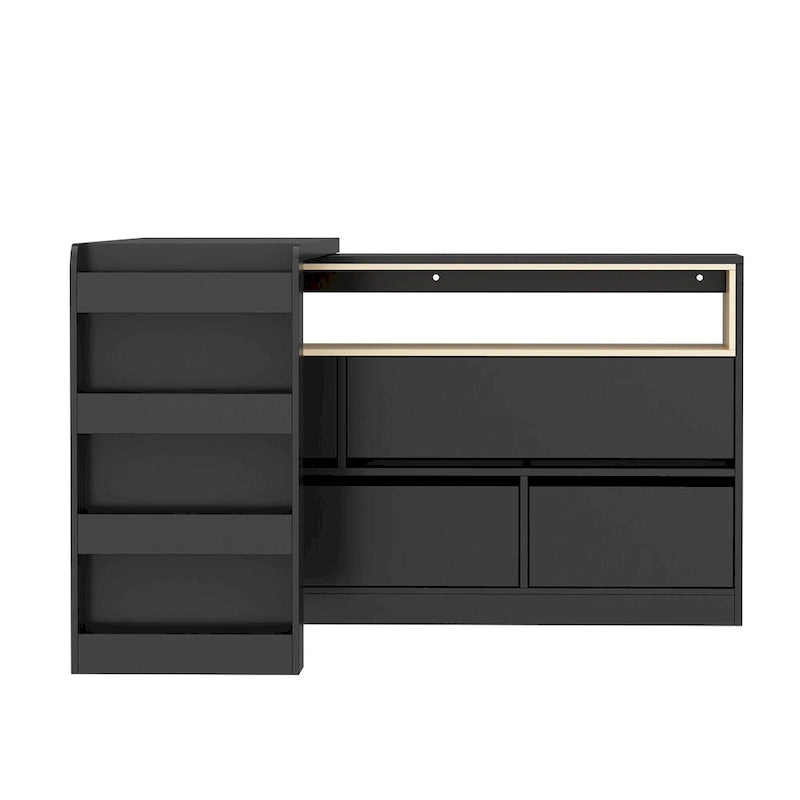 Storage Desk Movable Tabletop with Shelves and Display Area Dresser