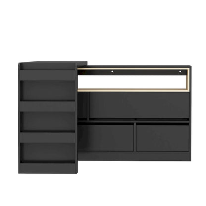 Storage Desk Movable Tabletop with Shelves and Display Area Dresser