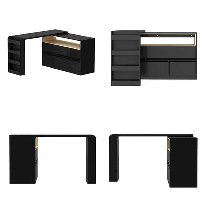 Storage Desk Movable Tabletop with Shelves and Display Area Dresser