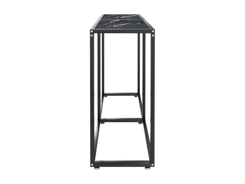 Table console Marbre noir 140x35x75.5 cm Verre trempé LAQN59727