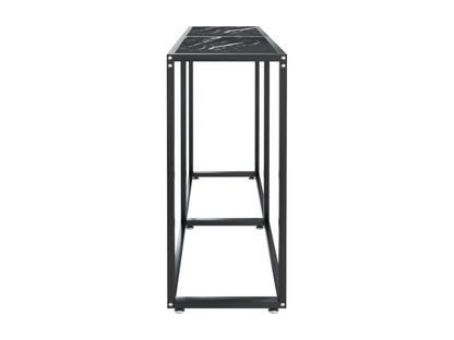 Table console Marbre noir 140x35x75.5 cm Verre trempé LAQN59727
