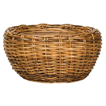 SAFAVIEH Alfia Wood Top Wicker Drum Coffee Table - 35.4 x 35.4 x 15.7 - 35Wx35Dx16H