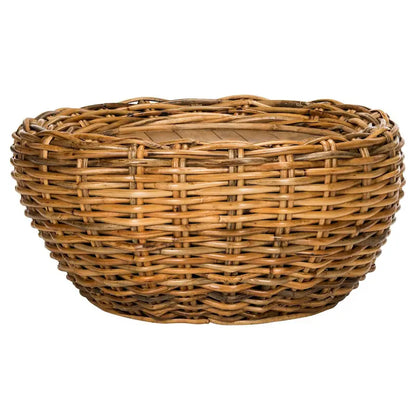 SAFAVIEH Alfia Wood Top Wicker Drum Coffee Table - 35.4 x 35.4 x 15.7 - 35Wx35Dx16H