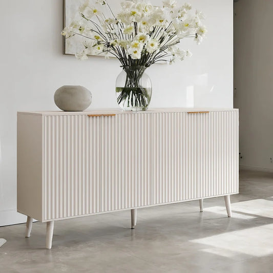 JASIWAY Buffet Table Kitchen Sideboard with Blister Wave Doors